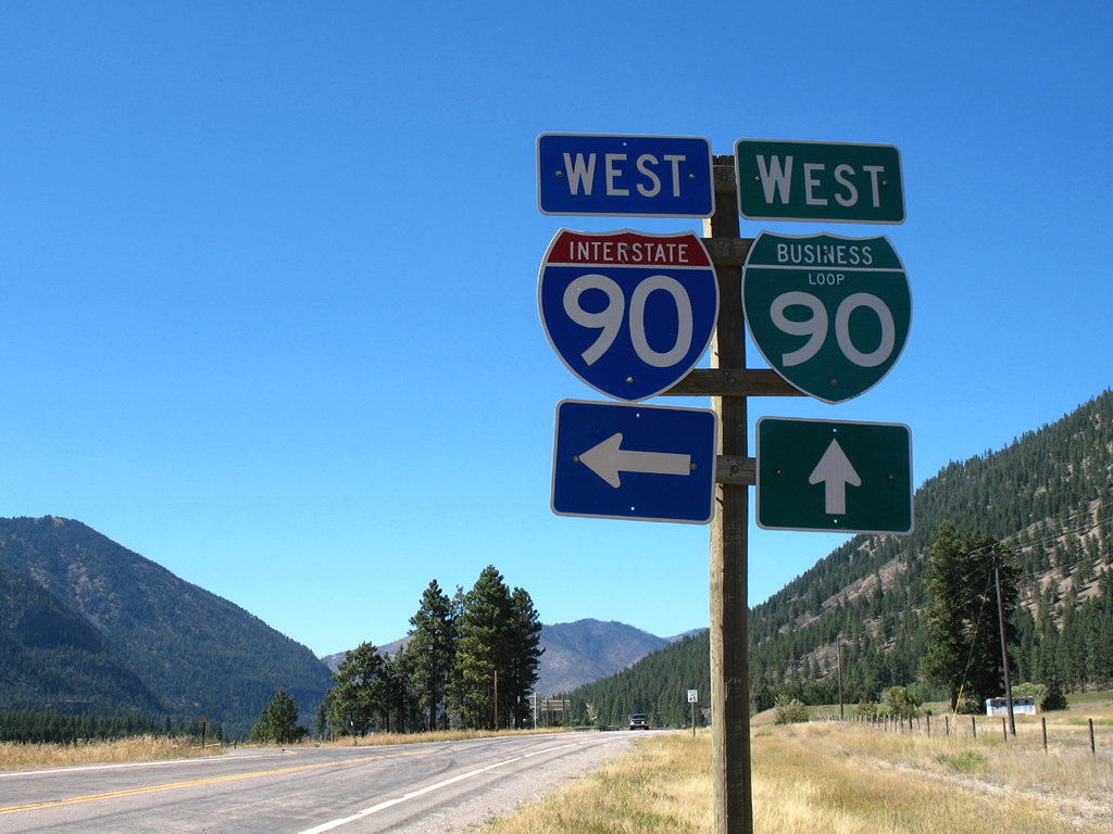 Montana - Interstate 90 and business loop 90 sign.
