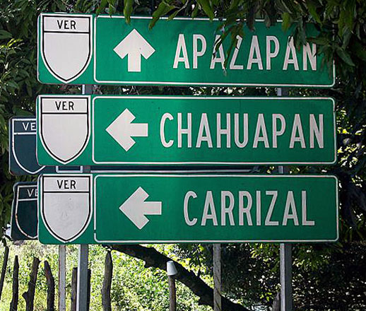 Mexico Veracruz state highway marker sign.
