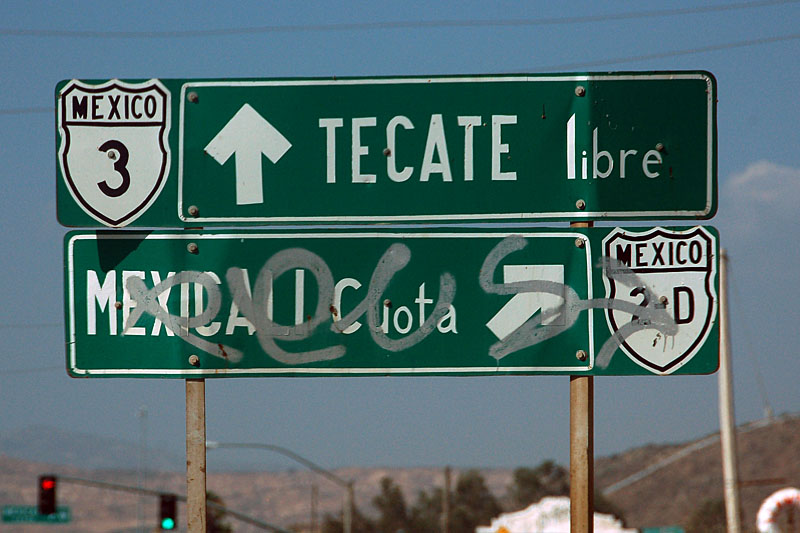 Mexico - Federal Toll Road 2 and Federal Highway 3 sign.