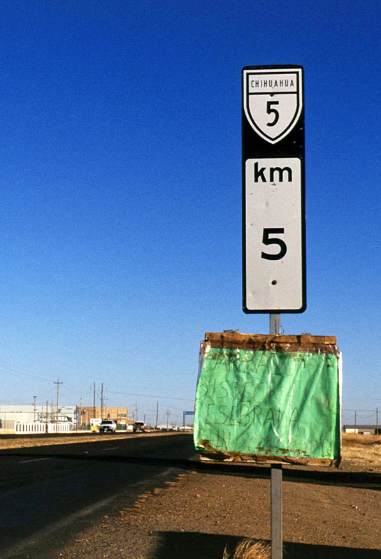 Mexico Chihuahua state highway 5 sign.