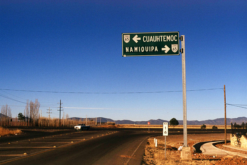 Mexico Chihuahua state highway 65 sign.