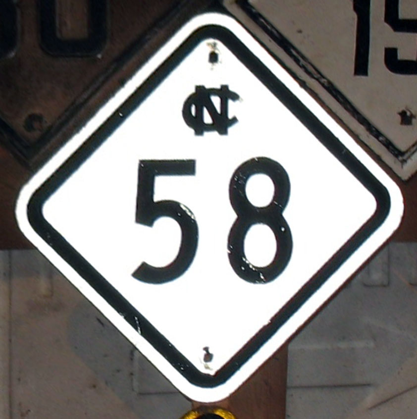 North Carolina State Highway 58 sign.