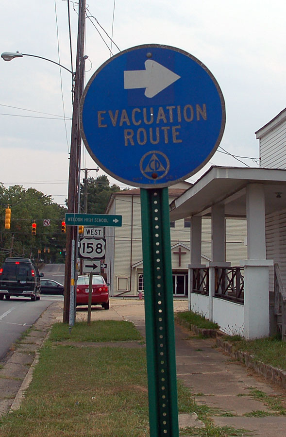 North Carolina - U. S. highway 158 and hurricane evacuation route sign.