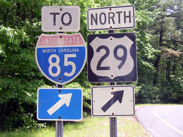 North Carolina - Interstate 85 and U.S. Highway 29 sign.