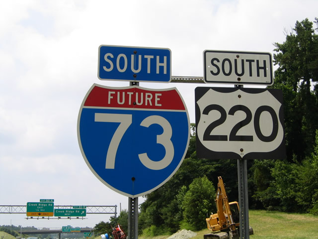 North Carolina - Interstate 73 and U.S. Highway 220 sign.