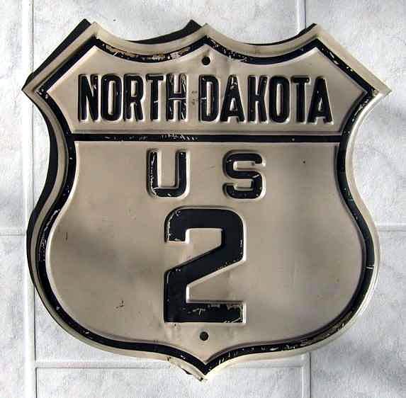 North Dakota U.S. Highway 2 sign.