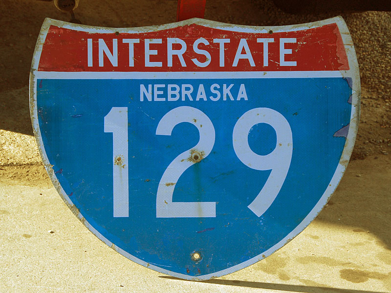 Nebraska Interstate 129 sign.