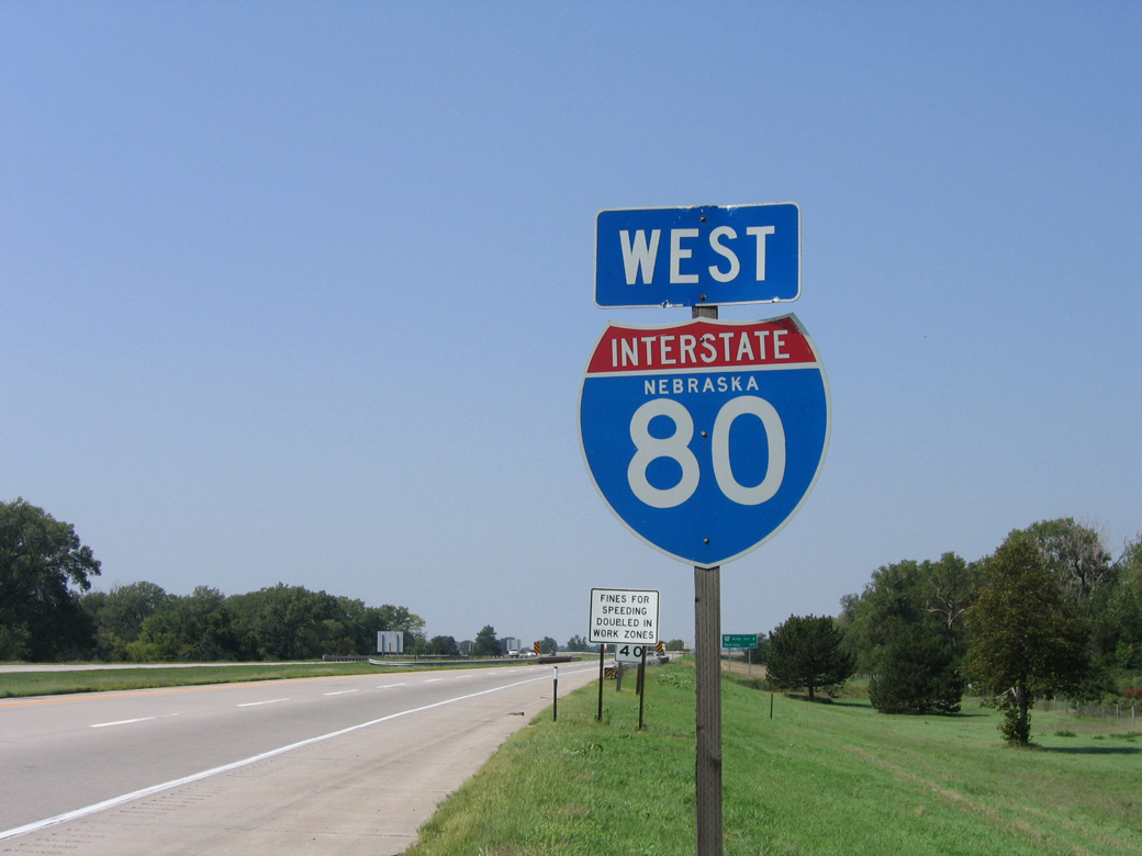 Nebraska Interstate 80 sign.