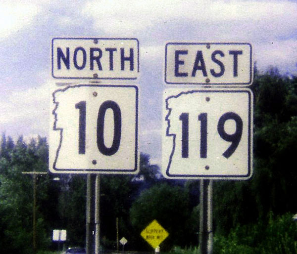 New Hampshire - State Highway 119 and State Highway 10 sign.