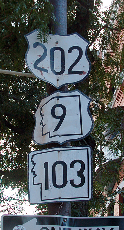 New Hampshire - State Highway 103, State Highway 9, and U.S. Highway 202 sign.