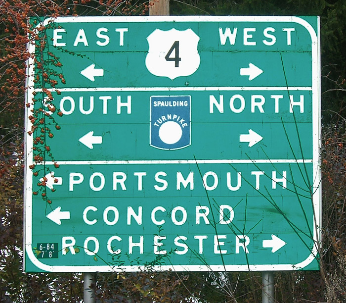 New Hampshire - Spaulding Turnpike and U.S. Highway 4 sign.