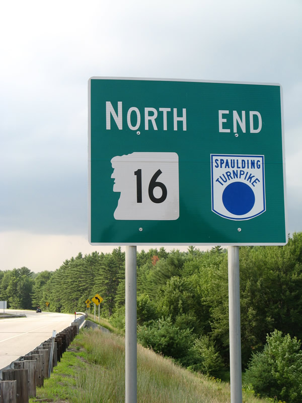 New Hampshire - Spaulding Turnpike and state highway 16 sign.