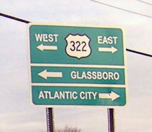 New Jersey U.S. Highway 322 sign.
