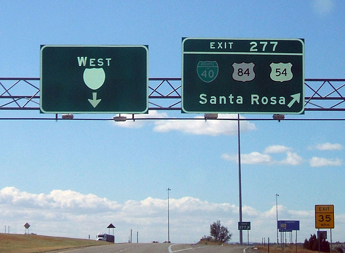 New Mexico - U.S. Highway 54, U.S. Highway 84, and business loop 40 sign.