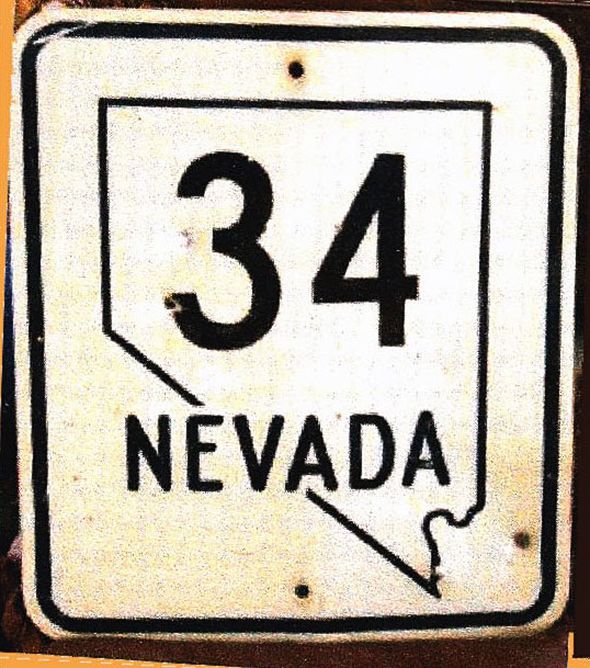 Nevada state highway 34 sign.