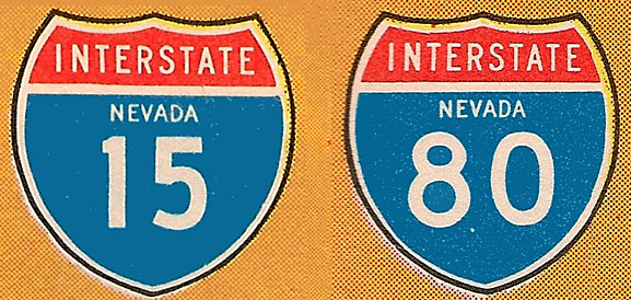Nevada - Interstate 80 and Interstate 15 sign.