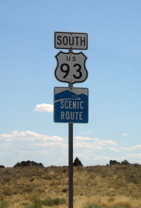 Nevada - scenic route and U. S. highway 93 sign.