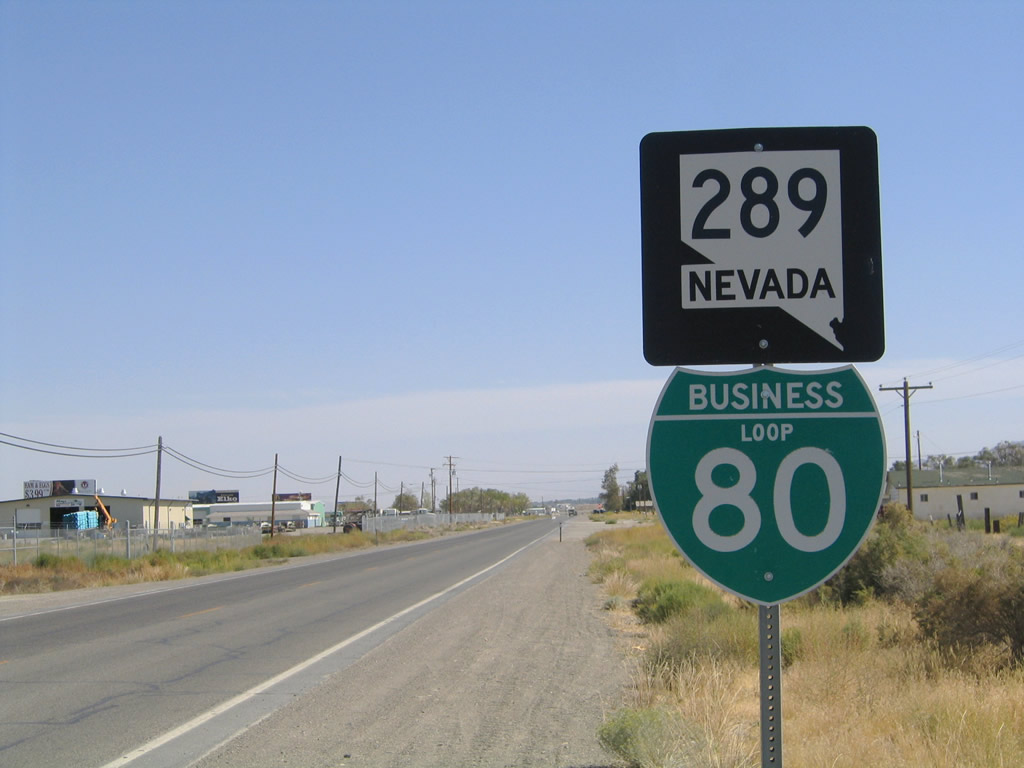 Nevada - business loop 80 and State Highway 289 sign.