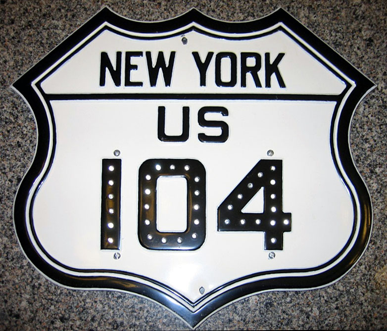 New York U.S. Highway 104 sign.