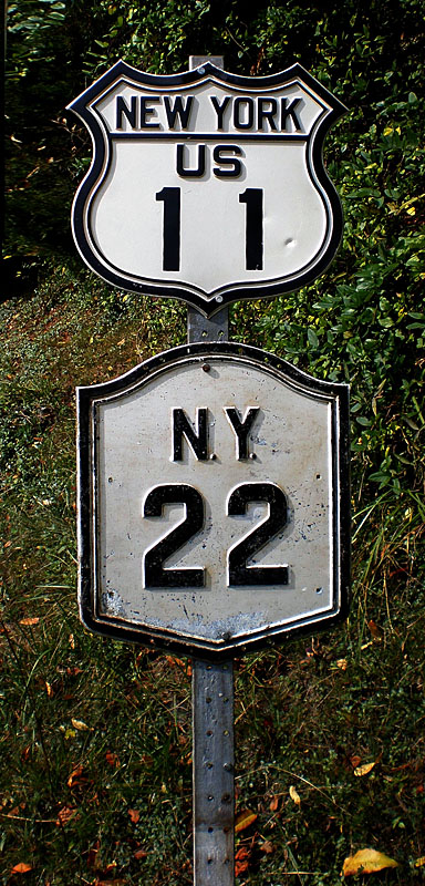 New York - State Highway 22 and U.S. Highway 11 sign.