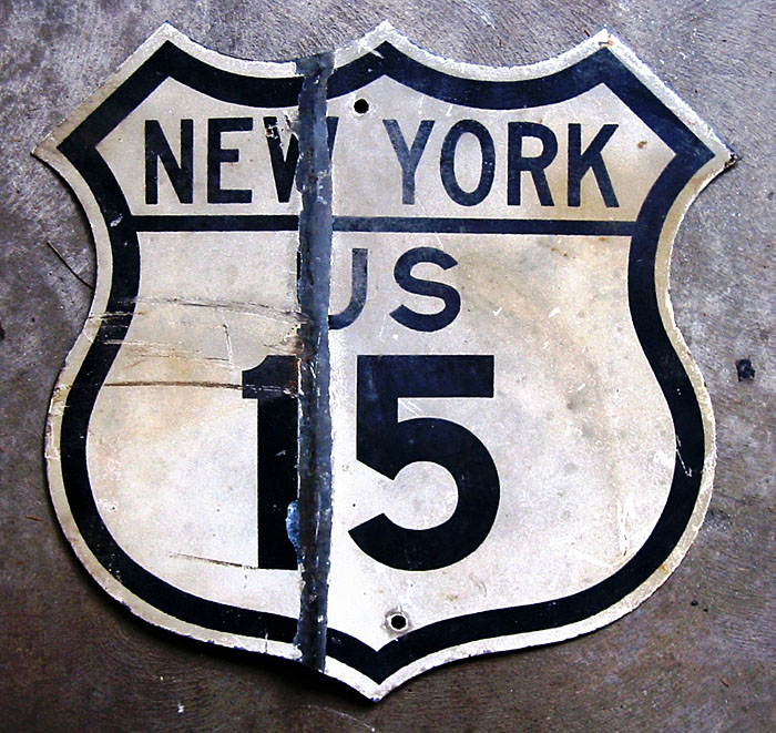 New York U.S. Highway 15 sign.