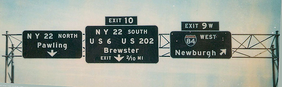 New York - Interstate 84, Interstate 684, U.S. Highway 202, U.S. Highway 6, and State Highway 22 sign.