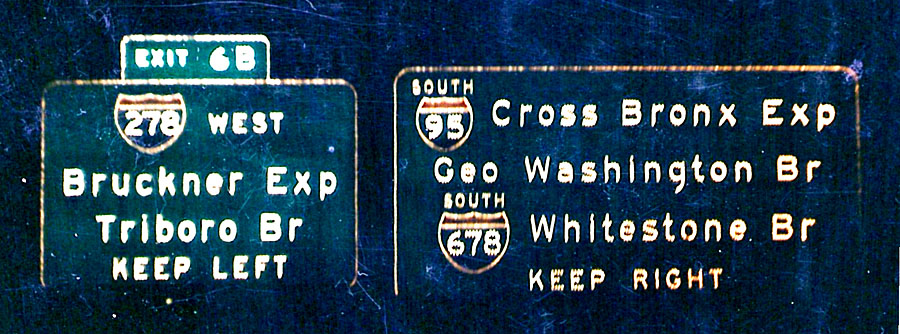 New York - Interstate 95, Interstate 278, and Interstate 678 sign.