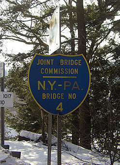 New York New York-Pennsylvania bridge 4 sign.