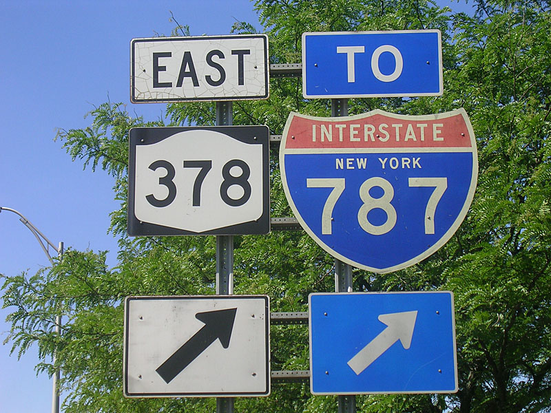New York - State Highway 378 and Interstate 787 sign.