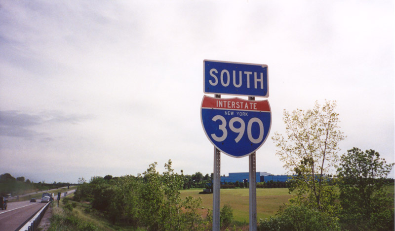 New York Interstate 390 sign.