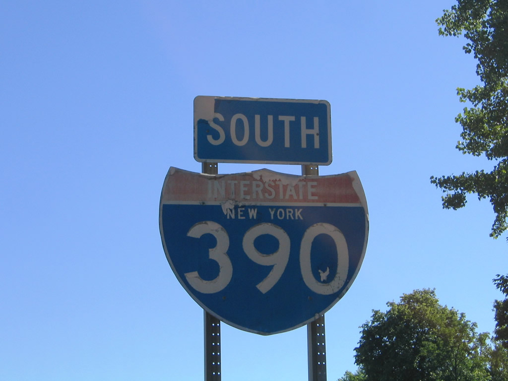 New York Interstate 390 sign.