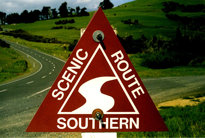 New Zealand Southern Scenic Route sign.