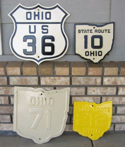 Ohio - U.S. Highway 36, State Highway 71, State Highway 212, State Highway 10, and State Highway 8 sign.