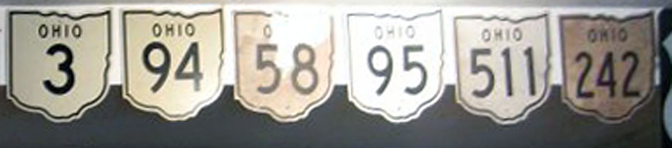 Ohio - State Highway 3, State Highway 58, State Highway 94, State Highway 95, State Highway 242, and State Highway 511 sign.