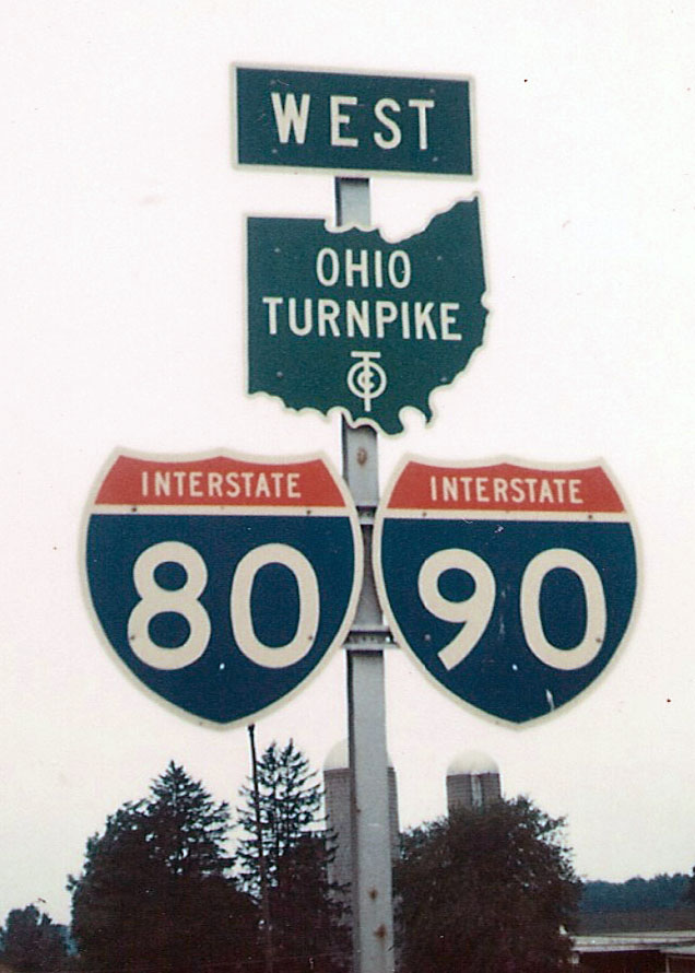 Ohio - Interstate 90, Interstate 80, and Ohio Turnpike sign.