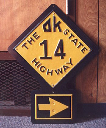 Oklahoma State Highway 14 sign.