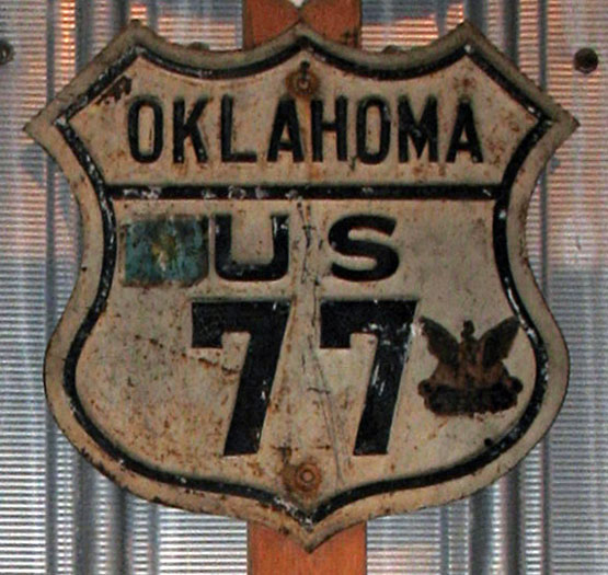Oklahoma U.S. Highway 77 sign.