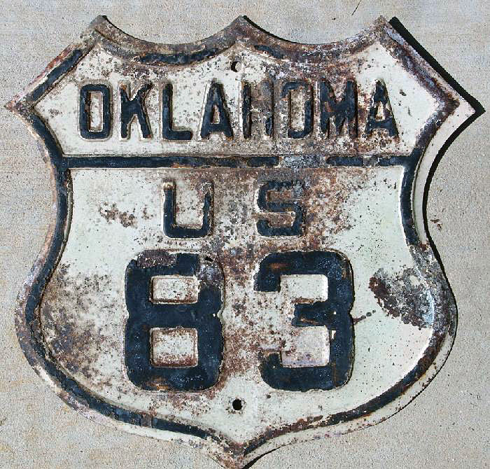 Oklahoma U.S. Highway 83 sign.
