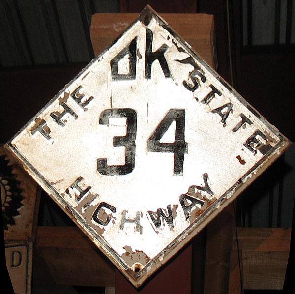 Oklahoma State Highway 34 sign.