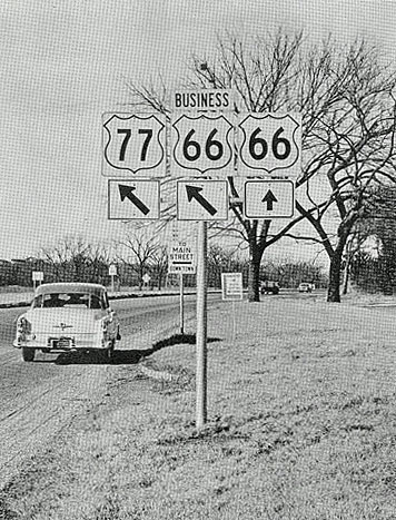 Oklahoma - U.S. Highway 66 and U.S. Highway 77 sign.