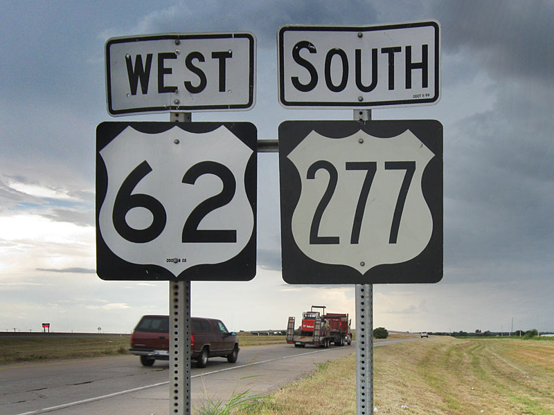 Oklahoma - U.S. Highway 62 and U.S. Highway 277 sign.