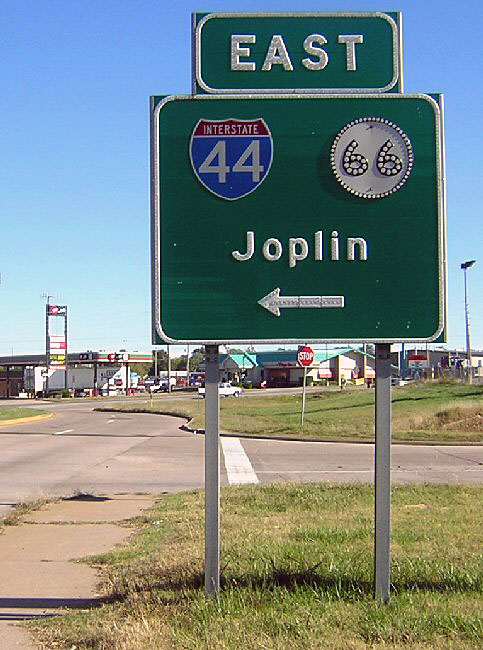 Oklahoma - State Highway 66 and Interstate 44 sign.