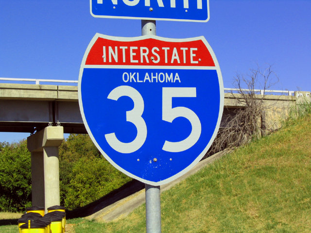 Oklahoma Interstate 35 sign.