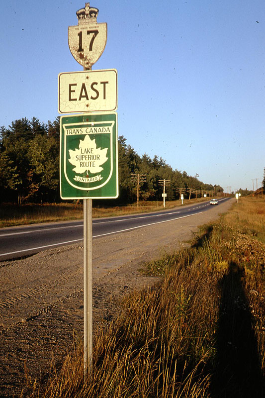 Ontario - Lake Superior Route and provincial highway 17 sign.
