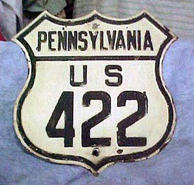 Pennsylvania U.S. Highway 422 sign.
