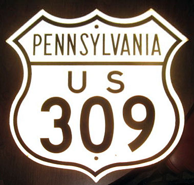 Pennsylvania U.S. Highway 309 sign.