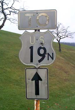 Pennsylvania U.S. Highway 19 sign.