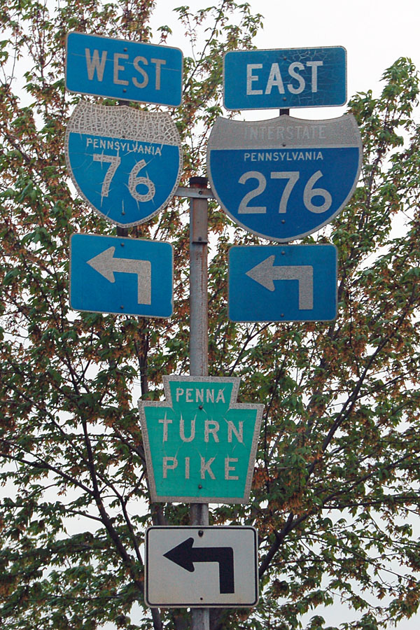 Pennsylvania - Interstate 276, Pennsylvania Turnpike, and Interstate 76 sign.