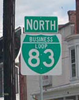 Pennsylvania business loop 83 sign.