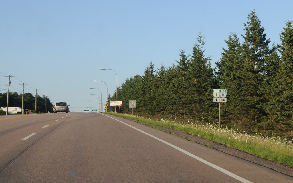 Prince Edward Island - Provincial Highway 1 and Provincial Highway 1A sign.